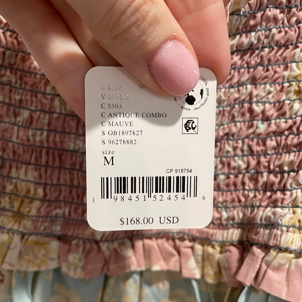 Free People Pink, Blue & Cream Floral Tiered Maxi Dress - Picture 3 of 3